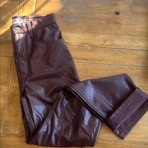 Brown Faux Leather Pants